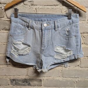 SHEIN Light Blue Distressed Jean Shorts